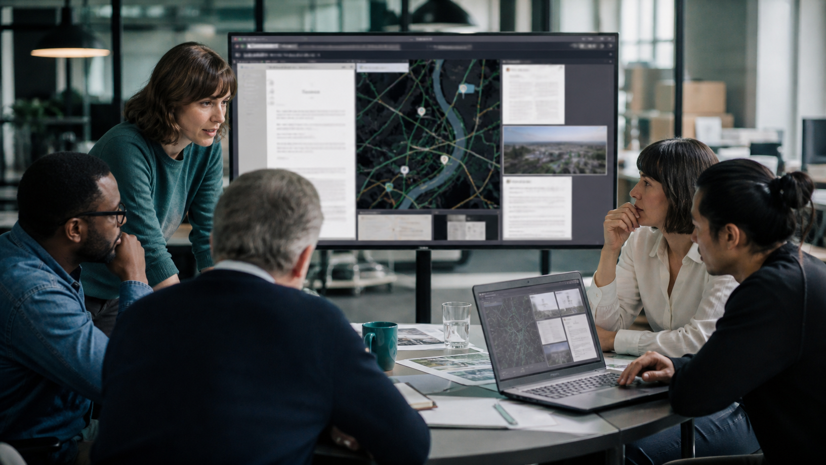 Journalists collaborating in a secure modern newsroom